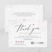 バラ金ゴールドグリッターシンプルスクリプトビジネスロゴ サンキューカード (正面/裏面)