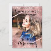 バラ金ゴールドグリッターシークインコーナーズフォトキンセアニラ 招待状 (正面)