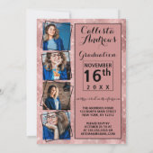 バラ金ゴールドグリッターシークインズコーナー写真卒業 招待状 (裏面)