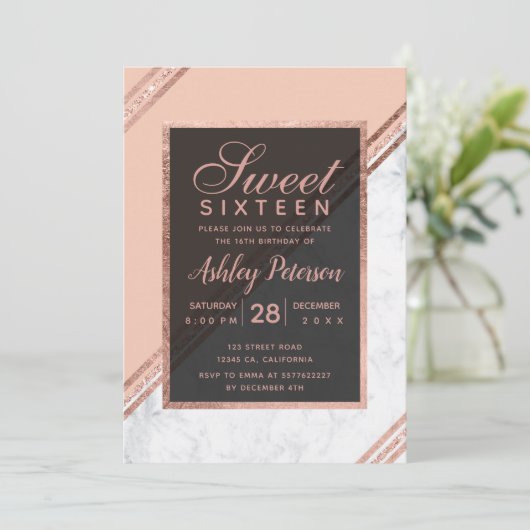 バラ金ゴールドグリッタージオメトストライプリ大理石スウィート16 招待状 (スタンド正面)