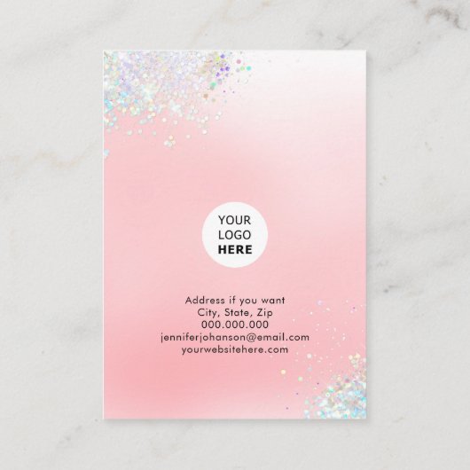 バラ金ゴールドグリッタージュエリーホルダーイヤリングピンクバス 名刺 (裏面)