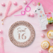 バラ金ゴールドグリッタースイート16バースデーパーティー ペーパープレート (パーティー)