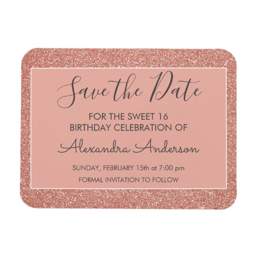 バラ金ゴールドグリッタースウィート16日付を保存 マグネット (横)