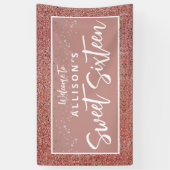 バラ金ゴールドグリッタースウィート16誕生日ウェルカムネーム 横断幕 (縦)