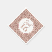 バラ金ゴールドグリッタースウィート16誕生日 スタンダードカクテルナプキン (角)