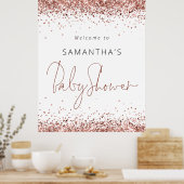 バラ金ゴールドグリッタースクリプトへようこそ赤ちゃんシャワー ポスター (キッチン)