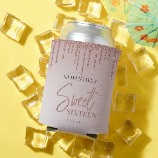 バラ金ゴールドグリッタースクリプトスウィート16誕生日パーティー 缶クーラー (インサイチュ 夏)