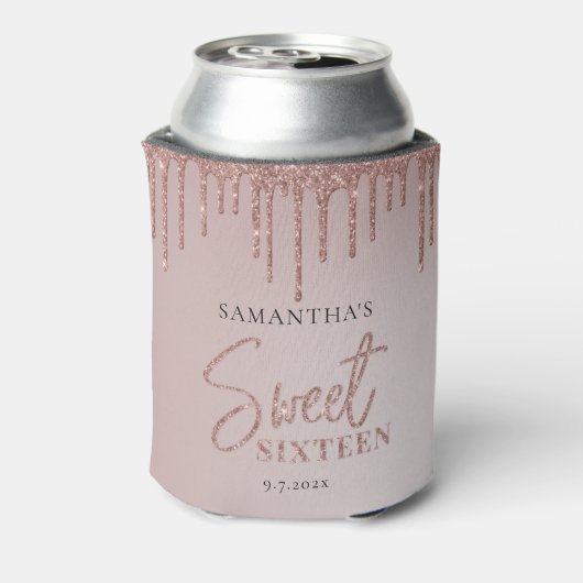 バラ金ゴールドグリッタースクリプトスウィート16誕生日パーティー 缶クーラー (缶裏面)
