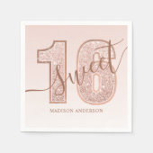 バラ金ゴールドグリッタースクリプトスウィート16誕生日 スタンダードカクテルナプキン (正面)