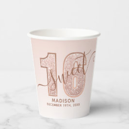 バラ金ゴールドグリッタースクリプトスウィート16誕生日 紙コップ