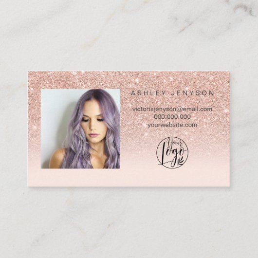 バラ金ゴールドグリッタースクリプトフォトロ感謝していゴユー 名刺 (裏面)