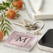 バラ金ゴールドグリッタースクリプトモノグラム キーホルダー (正面右)