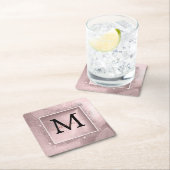 バラ金ゴールドグリッタースクリプトモノグラム スクエアペーパーコースター (インサイチュ)