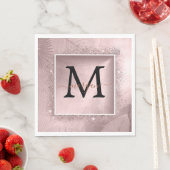 バラ金ゴールドグリッタースクリプトモノグラム スタンダードランチョンナプキン (インサイチュ)