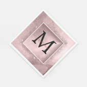 バラ金ゴールドグリッタースクリプトモノグラム スタンダードランチョンナプキン (角)