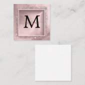 バラ金ゴールドグリッタースクリプトモノグラム ノートカード (正面/裏面)