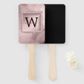 バラ金ゴールドグリッタースクリプトモノグラム ハンドファン (正面&裏面)