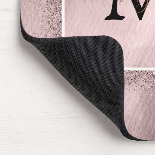 バラ金ゴールドグリッタースクリプトモノグラム マウスパッド (コーナー)