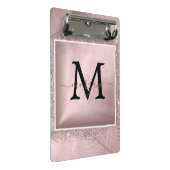 バラ金ゴールドグリッタースクリプトモノグラム ミニクリップボード (アングル)