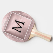 バラ金ゴールドグリッタースクリプトモノグラム 卓球ラケット (横)