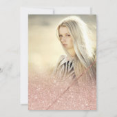 バラ金ゴールドグリッタースクリプト写真赤面ピンクスイート16 招待状 (裏面)