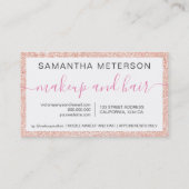 バラ金ゴールドグリッタースクリプト化粧ヘアピンクハート ロイヤリティカード (裏面)