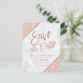 バラ金ゴールドグリッタースクリプト大理石日付の保存 案内ポストカード (スタンド正面)