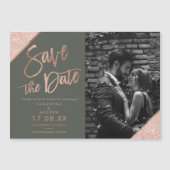 バラ金ゴールドグリッタースクリプト緑の写真の保存日付 (正面)