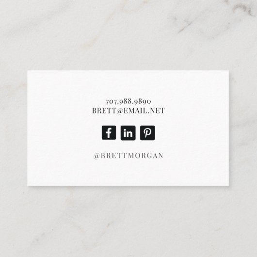 バラ金ゴールドグリッタースクリプト署名メイクアップアーティスト 名刺 (裏面)