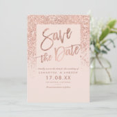 バラ金ゴールドグリッタースクリプト赤面pink save the date セーブザデート (スタンド正面)