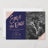 バラ金ゴールドグリッタースクリプトnavy blue save date セーブザデート (正面)