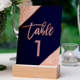 バラ金ゴールドグリッタースクリプトnavy blue table number テーブルナンバー