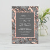 バラ金ゴールドグリッタースチールグレーマーブルムスリム結婚ズ 招待状 (スタンド正面)