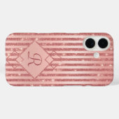 バラ金ゴールドグリッターストライプズグラムモノグラムシック Case-Mate iPhoneケース (裏面 (横))