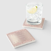 バラ金ゴールドグリッターストーンコースターカスタム文字 ストーンコースター (横)