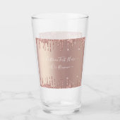 バラ金ゴールドグリッタースパーキーカスタム文字ガラス タンブラーグラス (正面)