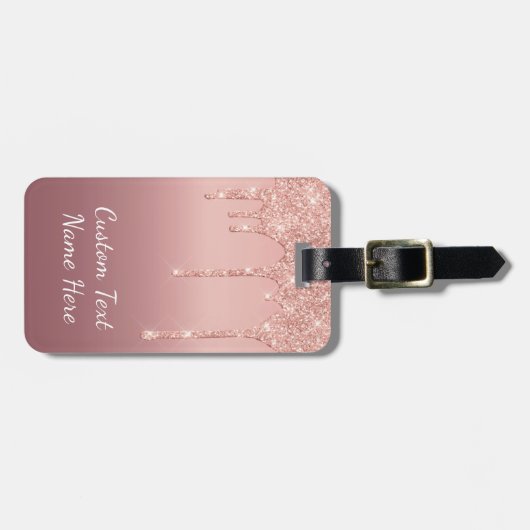 バラ金ゴールドグリッタースパーキーカスタム文字ラゲージタグ ラゲッジタグ (正面横)