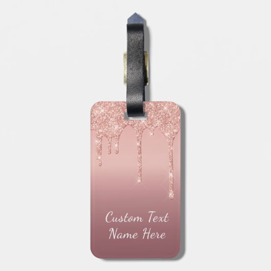 バラ金ゴールドグリッタースパーキーカスタム文字ラゲージタグ ラゲッジタグ (裏面縦)