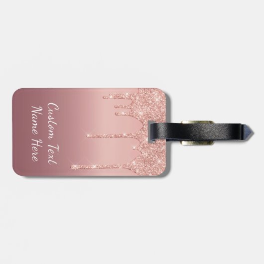 バラ金ゴールドグリッタースパーキーカスタム文字ラゲージタグ ラゲッジタグ (裏面横)