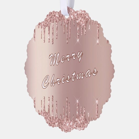 バラ金ゴールドグリッタースパークリスマスオーナメントカード オーナメントカード (左)