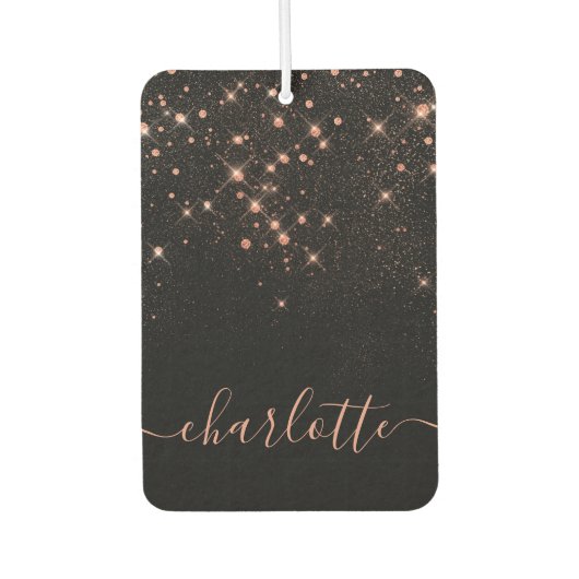 バラ金ゴールドグリッタースパークリーエレガントグラマラス文字 カーエアーフレッシュナー (正面)