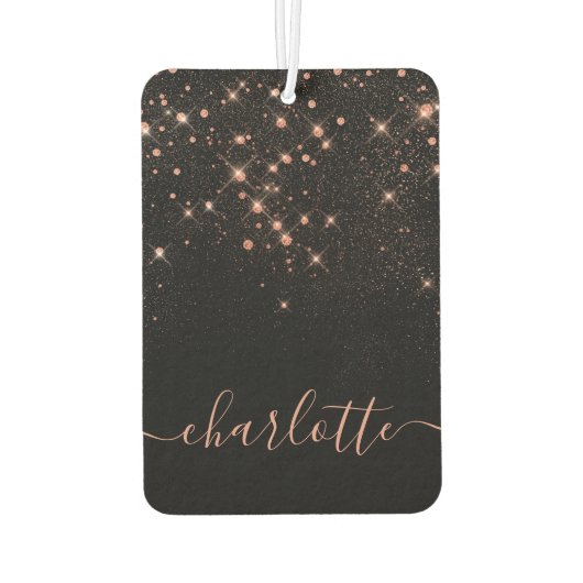 バラ金ゴールドグリッタースパークリーエレガントグラマラス文字 カーエアーフレッシュナー (裏面)