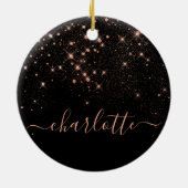バラ金ゴールドグリッタースパークリーエレガントグラマラス文字 セラミックオーナメント (裏面)