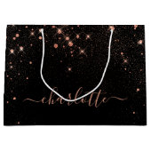 バラ金ゴールドグリッタースパークリーエレガントグラマラス文字 ラージペーパーバッグ (正面)