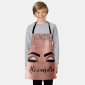 バラ金ゴールドグリッタースパークルまつげモノグラム名 エプロン (着用した状態)