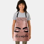 バラ金ゴールドグリッタースパークルまつげモノグラム名 エプロン (インサイチュ)
