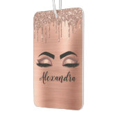 バラ金ゴールドグリッタースパークルまつげモノグラム名 カーエアーフレッシュナー (左)