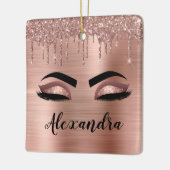 バラ金ゴールドグリッタースパークルまつげモノグラム名 セラミックオーナメント (左)