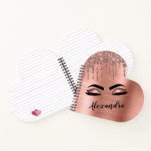 バラ金ゴールドグリッタースパークルまつげモノグラム名 ノートブック (内部)