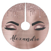 バラ金ゴールドグリッタースパークルまつげモノグラム名 ブラッシュドポリエステルツリースカート (正面)